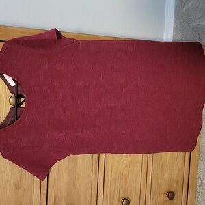LOFT Rich Burgundy Short Sleeve Dress